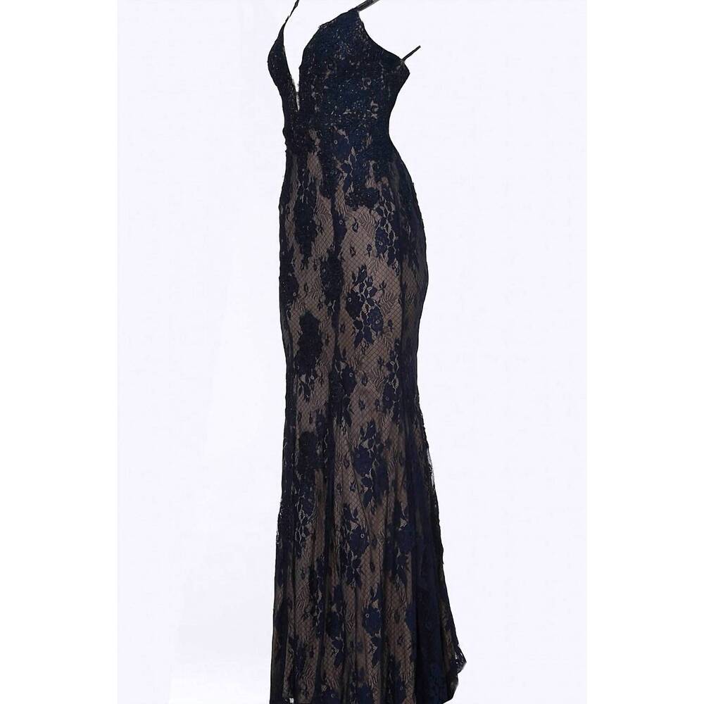 NEW JOVANI women's sequined mermaid gown in navy
